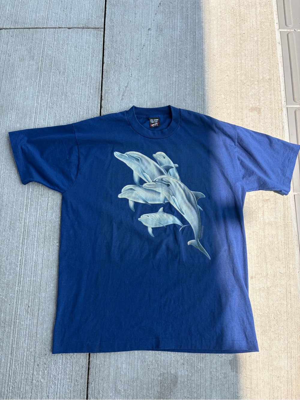 Men's Navy Swim T-Shirt with Dolphin Graphic